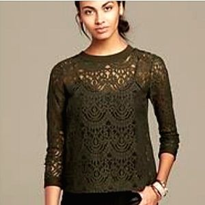 BANANA REPUBLIC Lace Mesh Blouse sz S petit